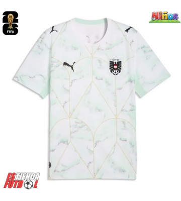 Austria Segunda Equipación Niños Mundial 2026 Manga Corta (+ Pantalones cortos)